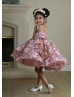 Dusty Pink Beaded Double Straps Lace Tulle Sweet Flower Girl Dress